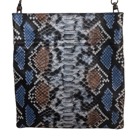 Free People Blue & Brown Snakeskin Pattern Chain Strap Crossbody Purse N… - Picture 1 of 14